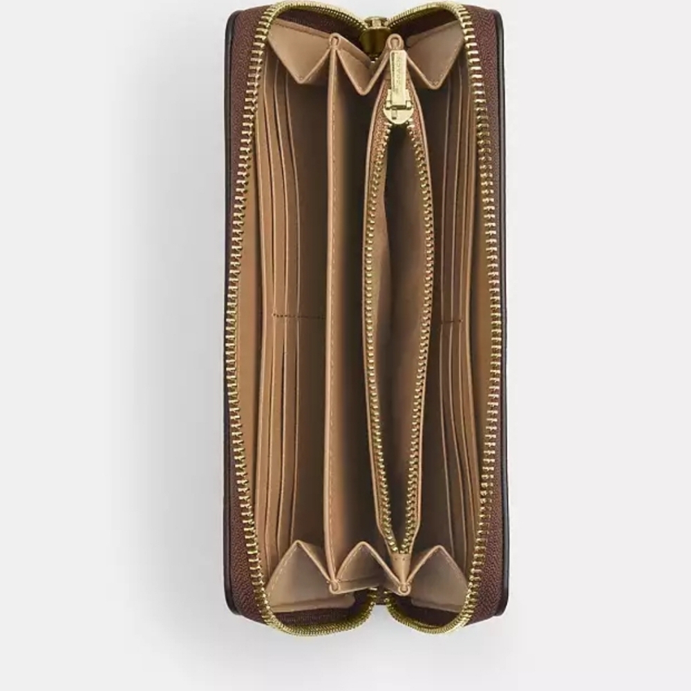 Coach Long Zip Around Wallet In Signature Canvas With Cherry Print - Picture 2 of 13